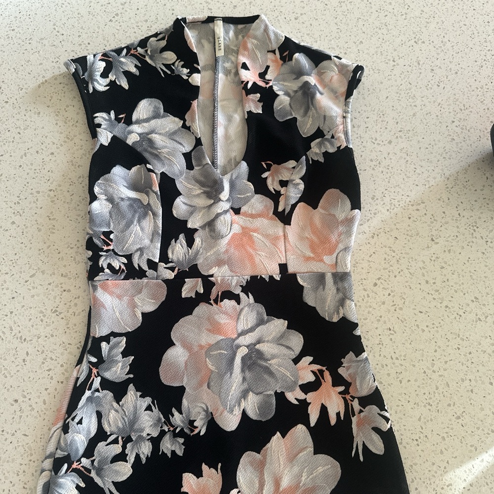 Floral Black and Gray Dress